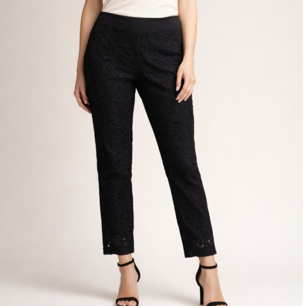 Karen Harman Black Lace Pants Size 12 Lined Elegant Dress Pants